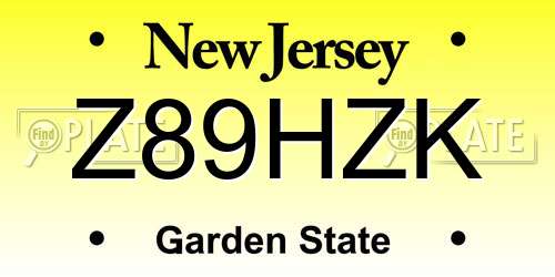 Z89HZK New Jersey License Plate