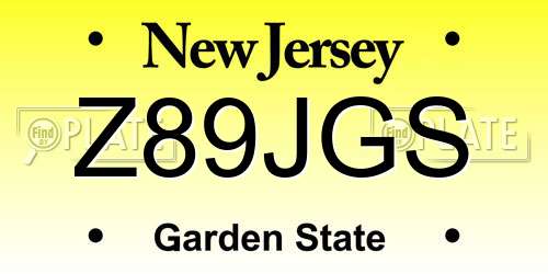 Z89JGS New Jersey License Plate