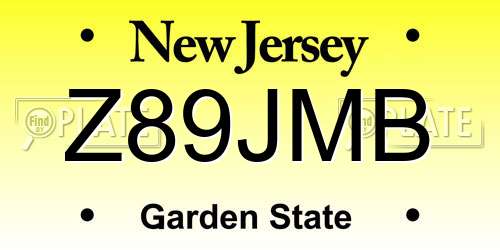 Z89JMB New Jersey License Plate