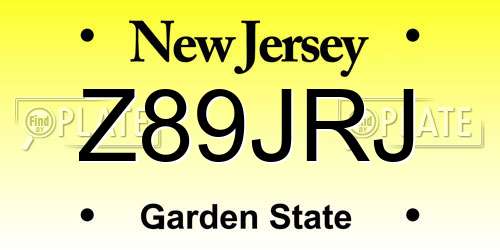 Z89JRJ New Jersey License Plate