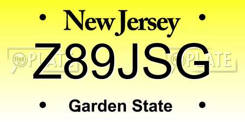 Z89JSG New Jersey License Plate