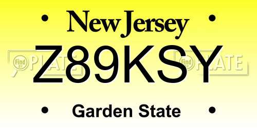 Z89KSY New Jersey License Plate