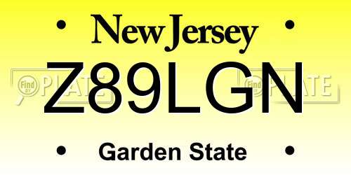 Z89LGN New Jersey License Plate