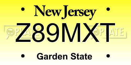 Z89MXT New Jersey License Plate