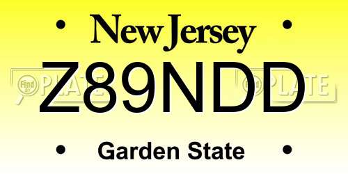 Z89NDD New Jersey License Plate