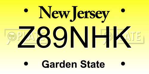 Z89NHK New Jersey License Plate