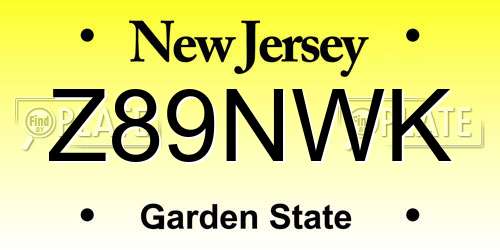 Z89NWK New Jersey License Plate