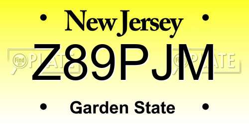 Z89PJM New Jersey License Plate