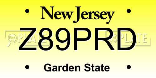 Z89PRD New Jersey License Plate