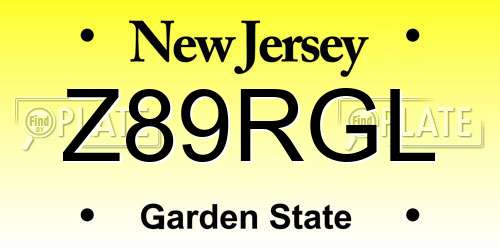 Z89RGL New Jersey License Plate