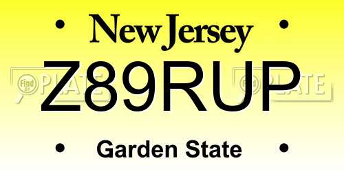 Z89RUP New Jersey License Plate