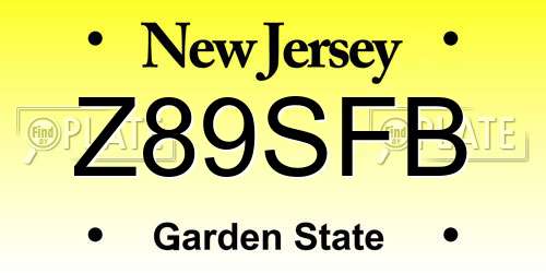Z89SFB New Jersey License Plate