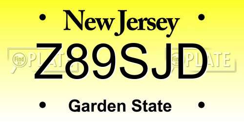 Z89SJD New Jersey License Plate