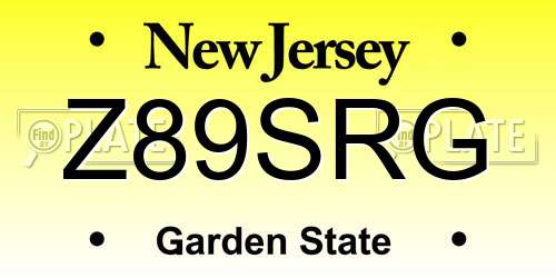 Z89SRG New Jersey License Plate