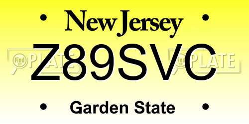 Z89SVC New Jersey License Plate