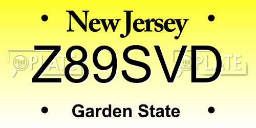 Z89SVD New Jersey License Plate