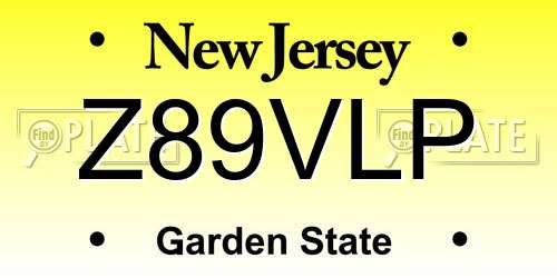 Z89VLP New Jersey License Plate