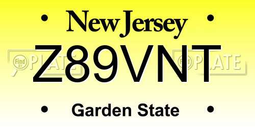 Z89VNT New Jersey License Plate
