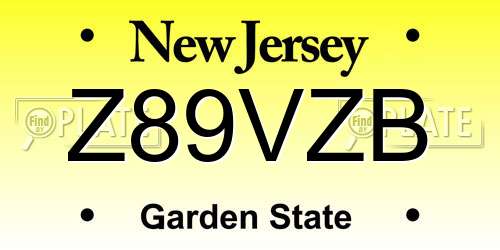 Z89VZB New Jersey License Plate