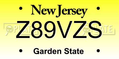 Z89VZS New Jersey License Plate