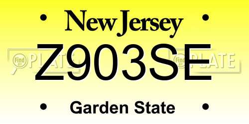 Z903SE New Jersey License Plate