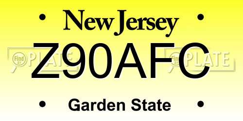 Z90AFC New Jersey License Plate