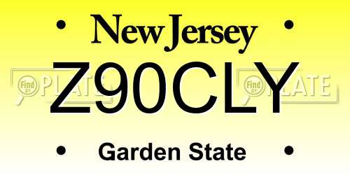Z90CLY New Jersey License Plate