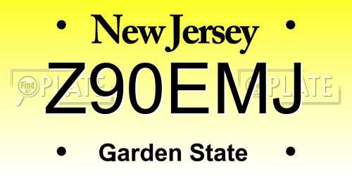 Z90EMJ New Jersey License Plate