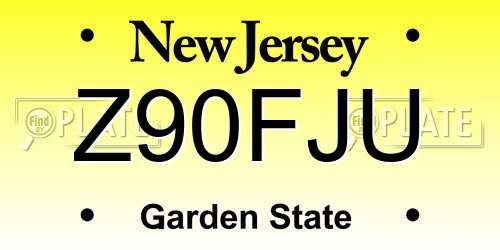 Z90FJU New Jersey License Plate