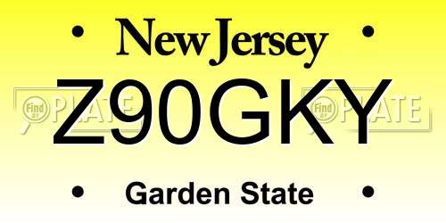 Z90GKY New Jersey License Plate