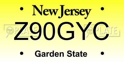 Z90GYC New Jersey License Plate
