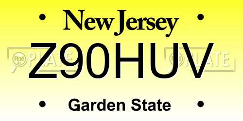 Z90HUV New Jersey License Plate