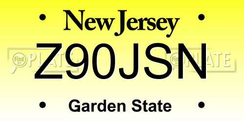 Z90JSN New Jersey License Plate
