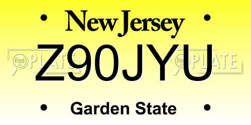 Z90JYU New Jersey License Plate