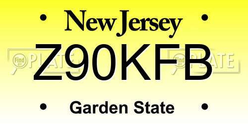 Z90KFB New Jersey License Plate