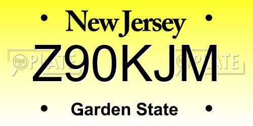 Z90KJM New Jersey License Plate