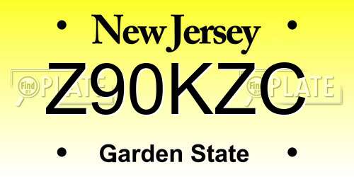 Z90KZC New Jersey License Plate