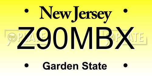 Z90MBX New Jersey License Plate