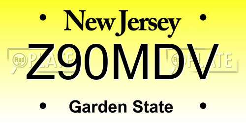 Z90MDV New Jersey License Plate
