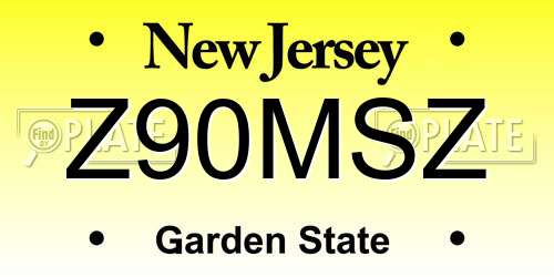 Z90MSZ New Jersey License Plate