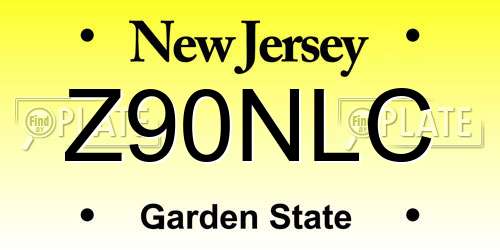 Z90NLC New Jersey License Plate