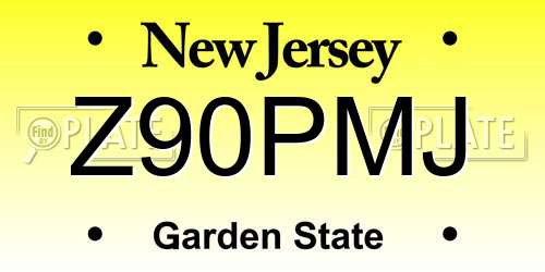 Z90PMJ New Jersey License Plate
