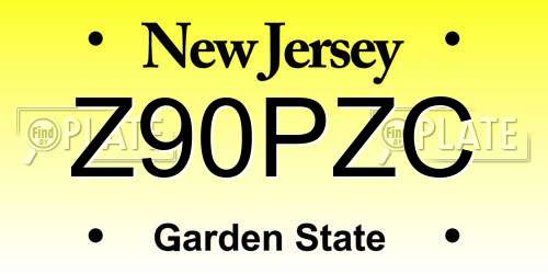 Z90PZC New Jersey License Plate