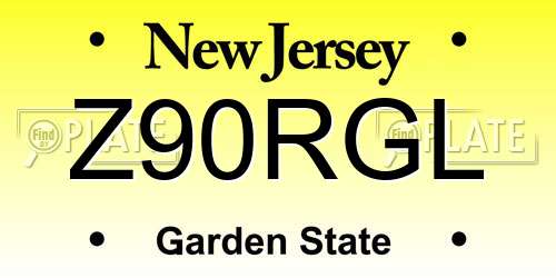 Z90RGL New Jersey License Plate