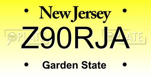 Z90RJA New Jersey License Plate