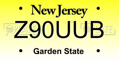 Z90UUB New Jersey License Plate