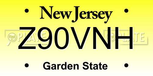 Z90VNH New Jersey License Plate