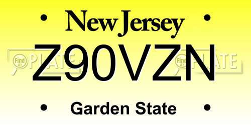 Z90VZN New Jersey License Plate