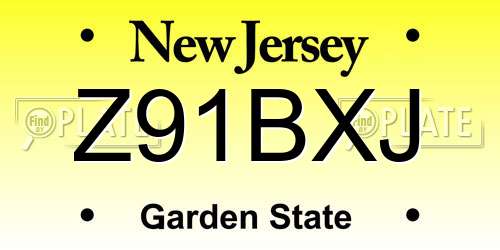 Z91BXJ New Jersey License Plate