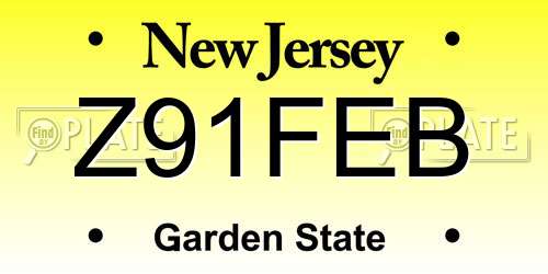 Z91FEB New Jersey License Plate